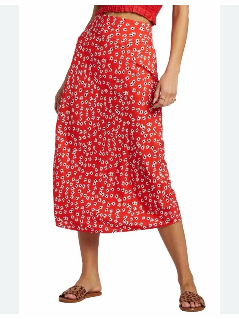 Billabong Red Floral Midi Skirt